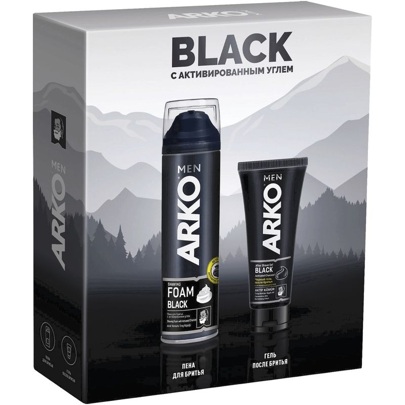 

Набор подарочный мужской Arko Men Black Пена для бритья 200 мл + Гель после бритья Black черный 100 мл