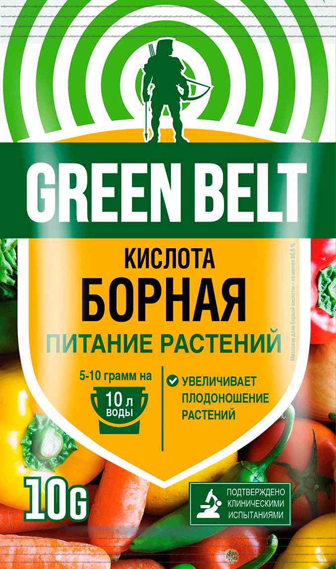 

Кислота борная Green Belt для развития и плодоношения растений 10 г