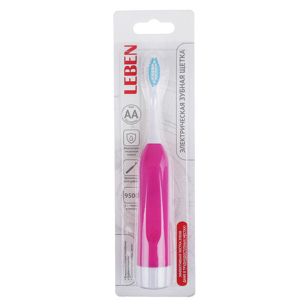 Leben зубная щетка электрическая, 18х2,6х2,6см, 1аа, 2 цвета в ассортименте