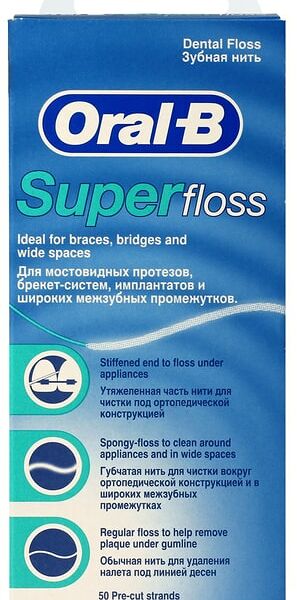 Зубная нить Oral-B Super Floss 50 нитей по 60см