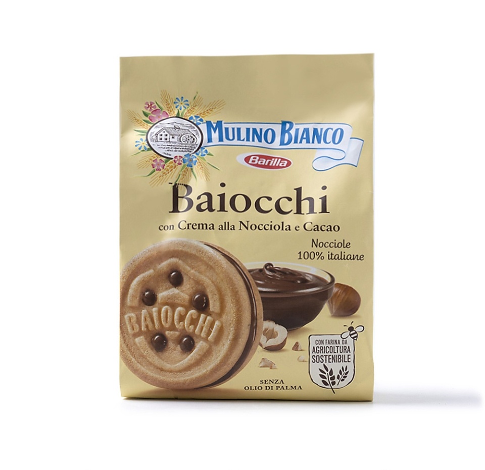 

Печенье сахарное Mulino Bianco Байокки с какао-ореховым кремом 260 г