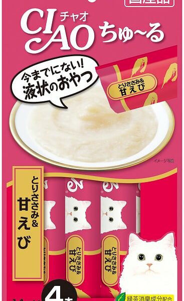 Лакомство для кошек Inaba Ciao Churu Куриное филе с креветкой 14 г х 4 шт.