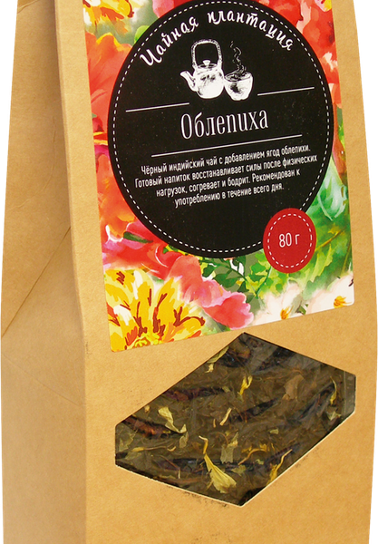 Чай черный ЧАЙНАЯ ПЛАНТАЦИЯ с облепихой байховый листовой, 80г
