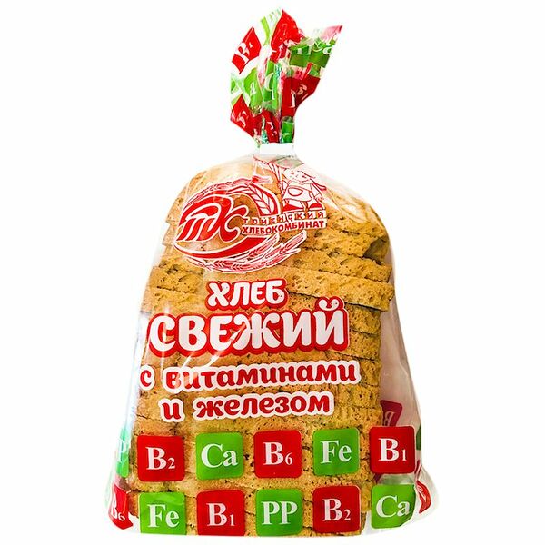 Хлеб ТХК Свежий с витаминами и железом, 1-й сорт, в нарезке