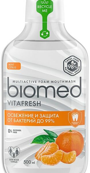 Ополаскиватель для полости рта Biomed Vitafresh Цитрус антибактериальный для свежести дыхания 500мл