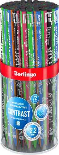 

Карандаш чернографитный Berlingo Contrast HB круглый, в ассортименте