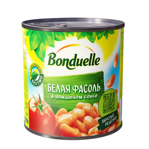 Фасоль консервированная Bonduelle, белая в томатном соусе,400 г