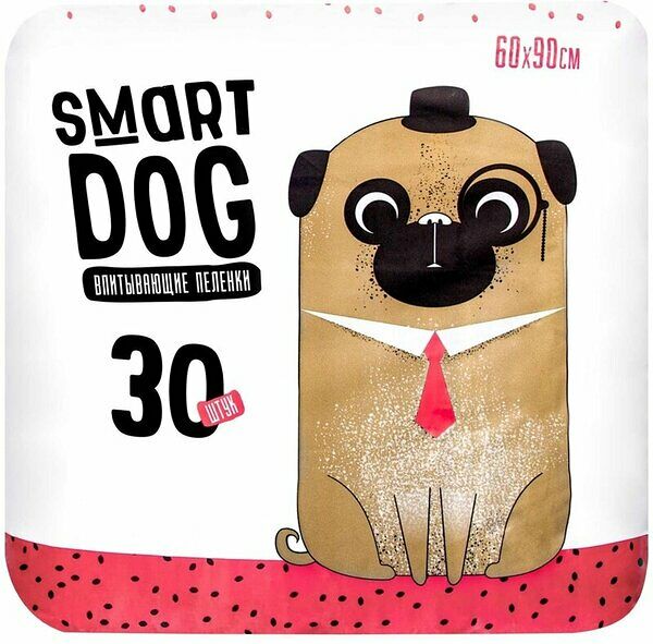 Впитывающие пеленки для собак Smart Dog 60*90 см, 30 шт