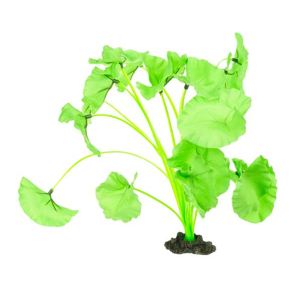 Декор для аквариума Растение шелковое Нимфея, зеленое, 30см