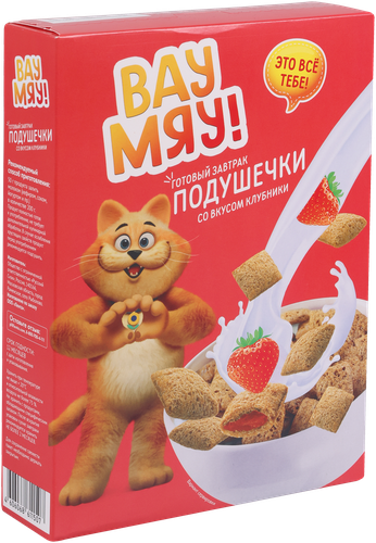 

Готовый завтрак Вау Мяу! Подушечки со вкусом клубники, 200 г