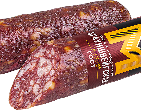 Колбаса Медведовские Традиции Брауншвейгская полусухая сырокопченая вес