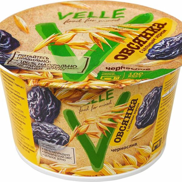 Продукт овсяный Velle с цельным зерном Чернослив