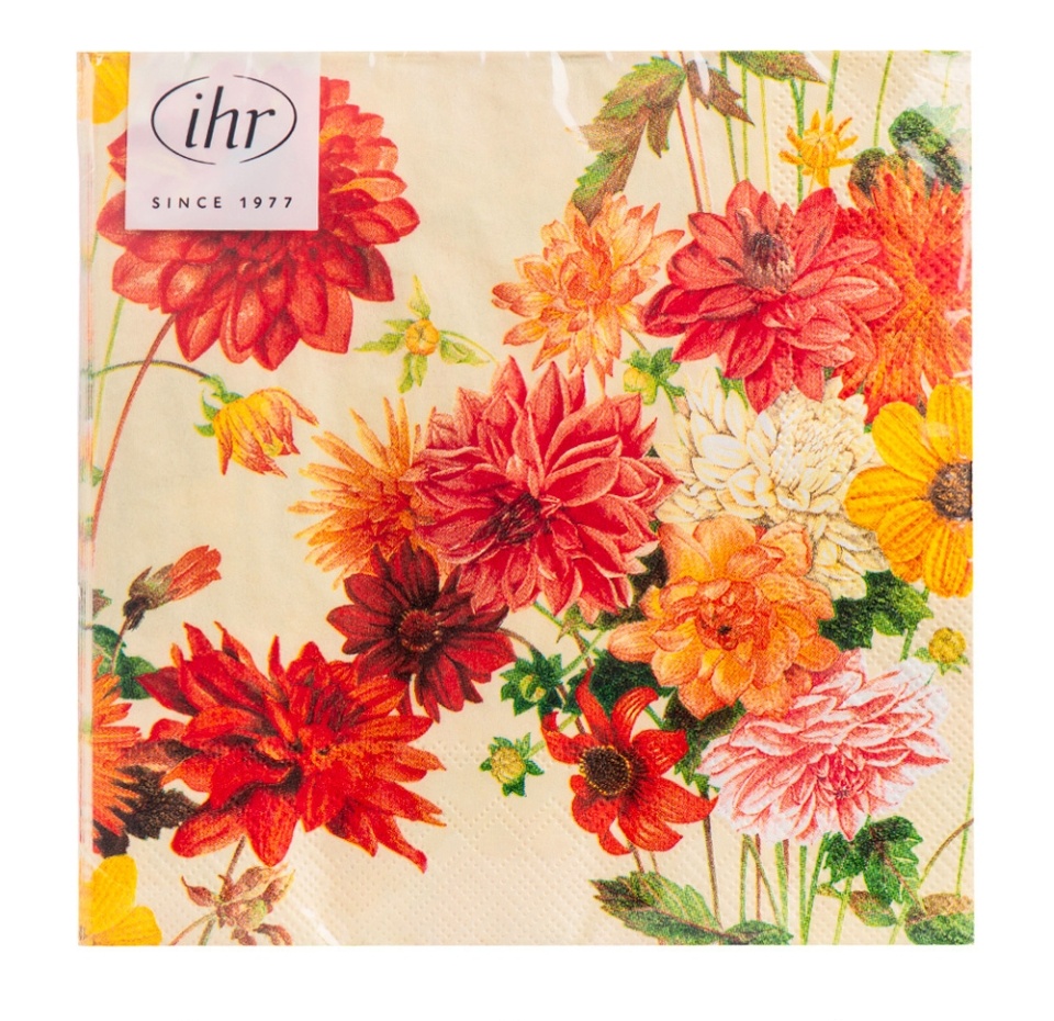 

Салфетки бумажные IHR Dahlia 33х33 см, 3-слойные, 20 шт