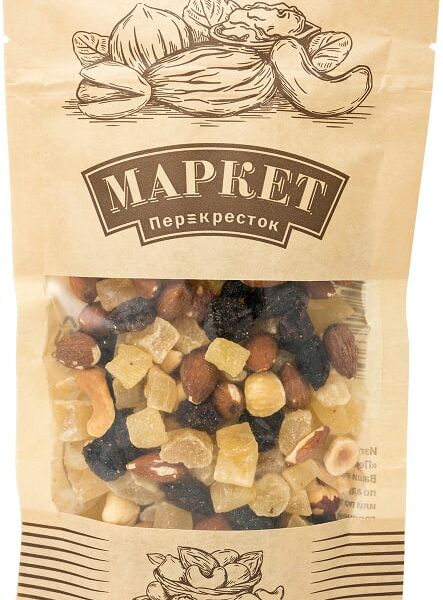 Коктейль Маркет Перекресток смесь сухофруктов и ядер орехов 150г