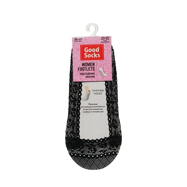 Подследники Good Socks трикотажные, с кружевом, SS19/15-1, черные