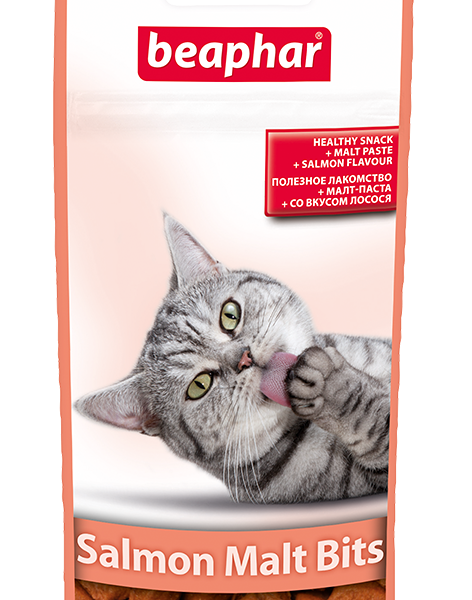 Beaphar Подушечки Malt Bits для выведения шерсти из желудка Лосось