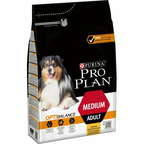 Purina Pro plan Сухой корм Pro Plan для взрослых собак средних пород, с высоким содержанием курицы 3 кг