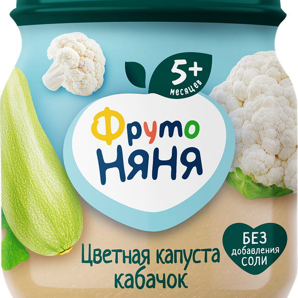 Пюре ФрутоНяня натуральное из цветной капусты и кабачков с 5 мес., 110 г