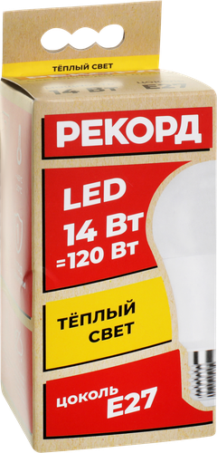 

Лампа светодиодная Рекорд LED A60 14W E27 3000K