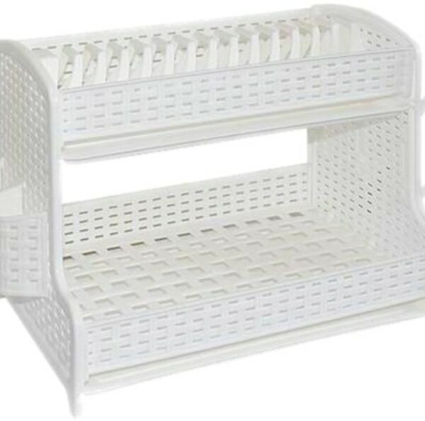Сушилка для посуды Violet Ротанг 2-х ярусная белая