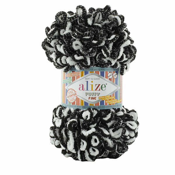 Пряжа Alize 'Puffy Fine' 100г 14м (100% микрополиэстер)(868 чернобурка)