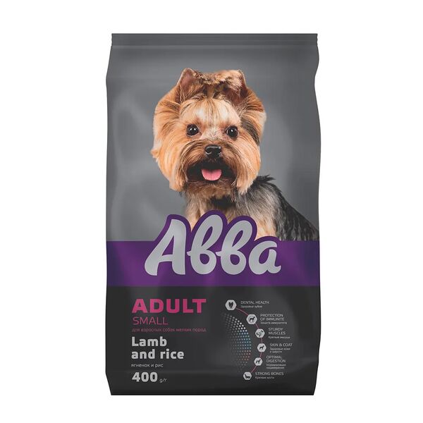 Premium Adult Сухой корм Aвва для собак мелких пород, ягненок и рис, 400 гр.