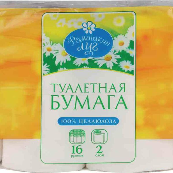 Туалетная бумага Ромашкин луг 2 слоя, 16 рулонов