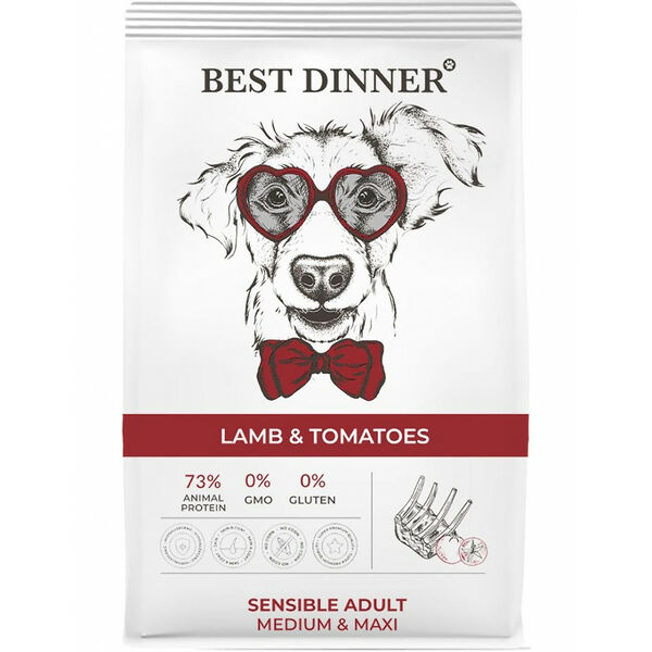 Best Dinner Sensible Adult Medium&Maxi Lamb&Tomatoes для собак крупных и средних пород с ягненком и томатами 3 кг