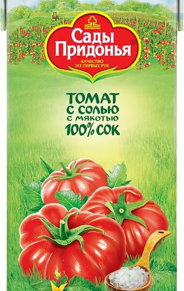Сок Сады Придонья томатный с солью с мякотью восстановленный, 2л