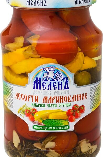 Ассорти Меленъ Кабачки черри огурцы 900г