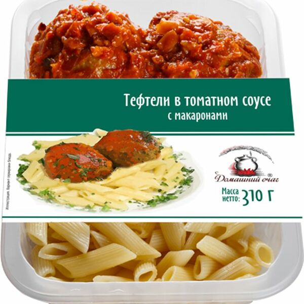 Тефтели Домашний Очаг в томатном соусе с макаронами 310г
