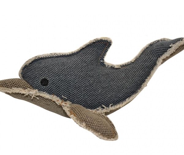 Игрушка для собак Duvo+ брезентовая Серый дельфин, 26х16 cм