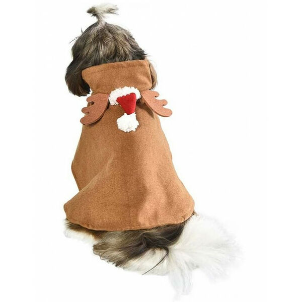 Petsona Новогодний костюм-накидка для собак, бежевый с рожками Xs (20 см)