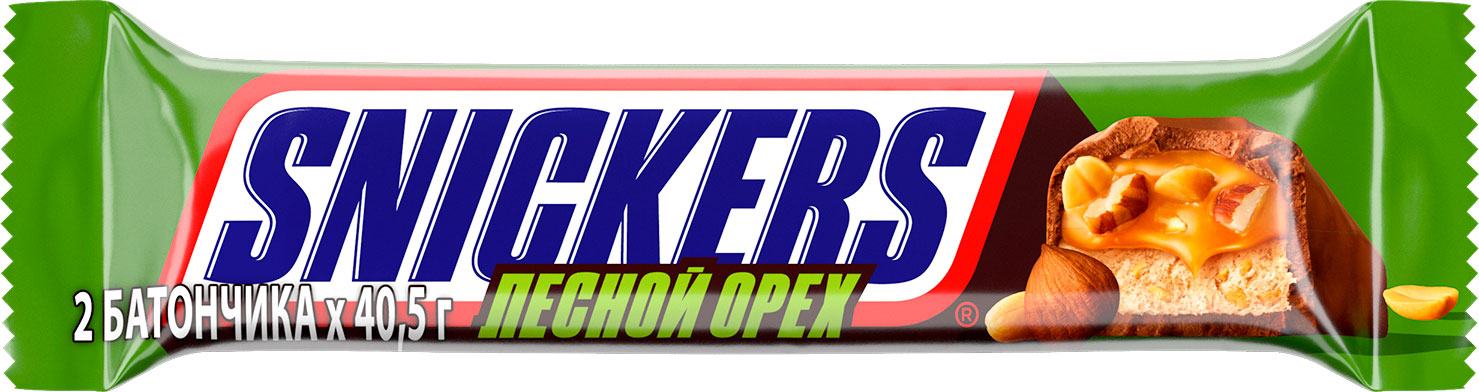 

Шоколадный батончик Snickers Лесной Орех 2шт*40.5г