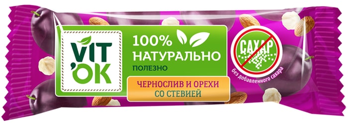 

Конфета-батончик Vitok Чернослив и орехи неглазированная 30 г