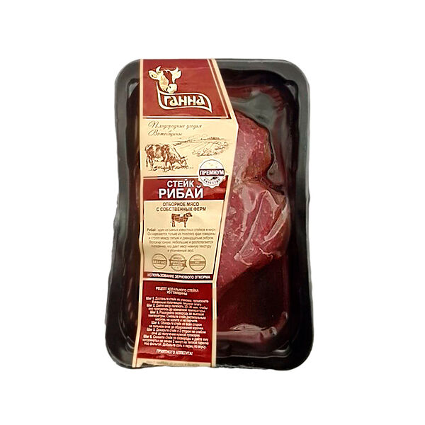 П/ф мясной Длиннейшая мышца говяж (стейк Рибай) (вак/уп) вес охл. ГАННА