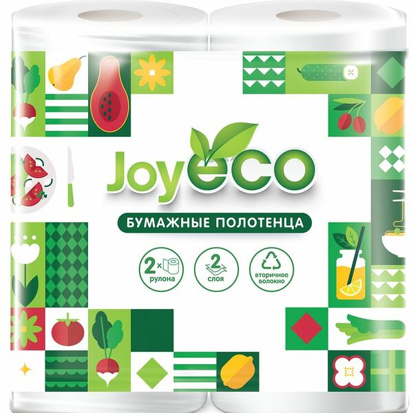 Полотенца бумажные Joy Eco с перфорацией и тиснением 2рул 2 слоя