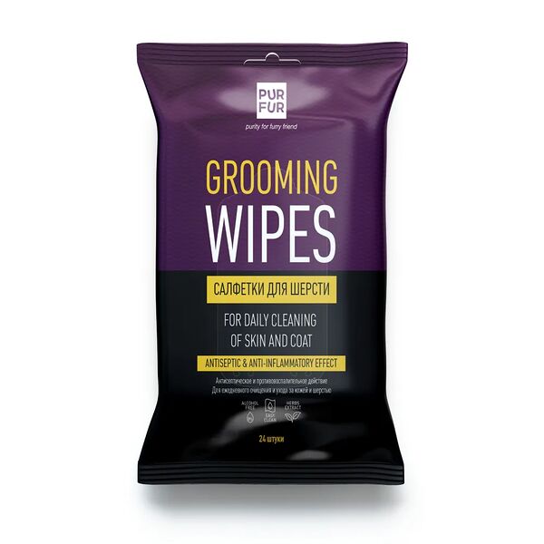 Влажные салфетки для ухода за шерстью, 24 шт