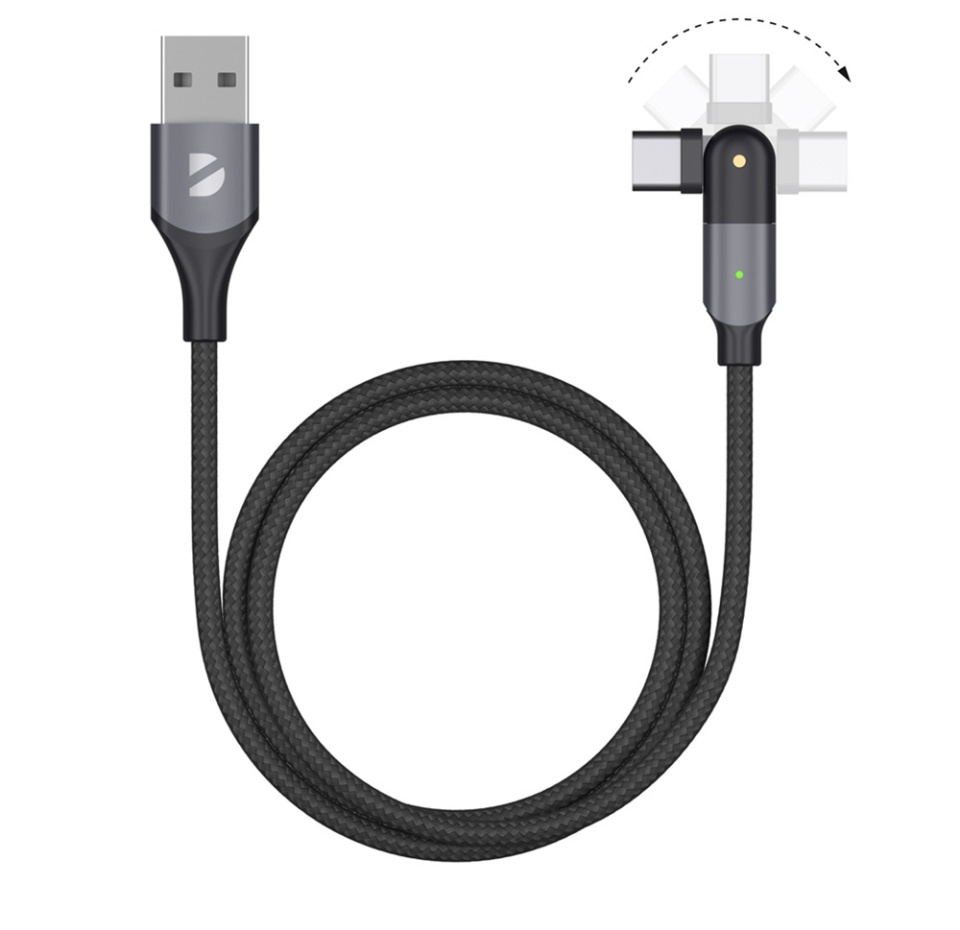 

Дата-кабель Usb-a - Usb-с Deppa поворотный, 180гр, USB 2.0, 3a, 1.2м, алюминий, нейлон, черный, Китай