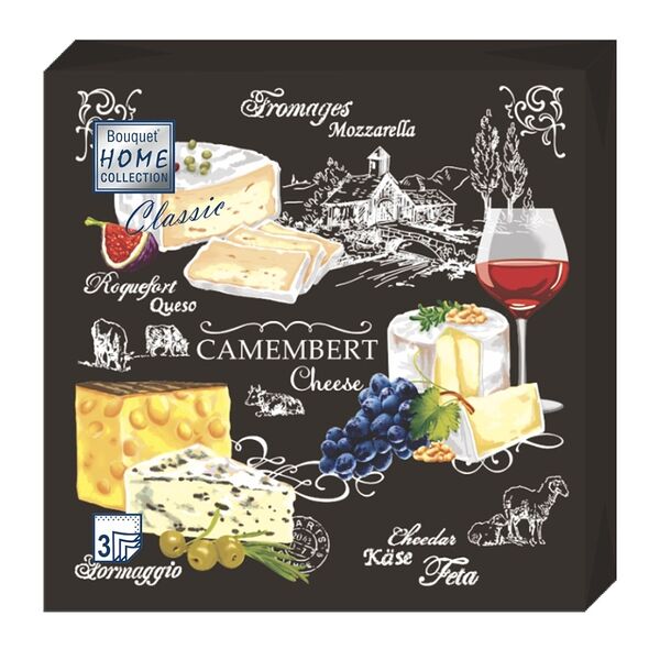 Салфетки бумажные Bouquet Home Collection 3сл, Застолье, 33х33см, 20шт., Россия