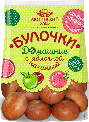 

Булочки Аютинский Хлеб Домашние с яблочной начинкой 200 г