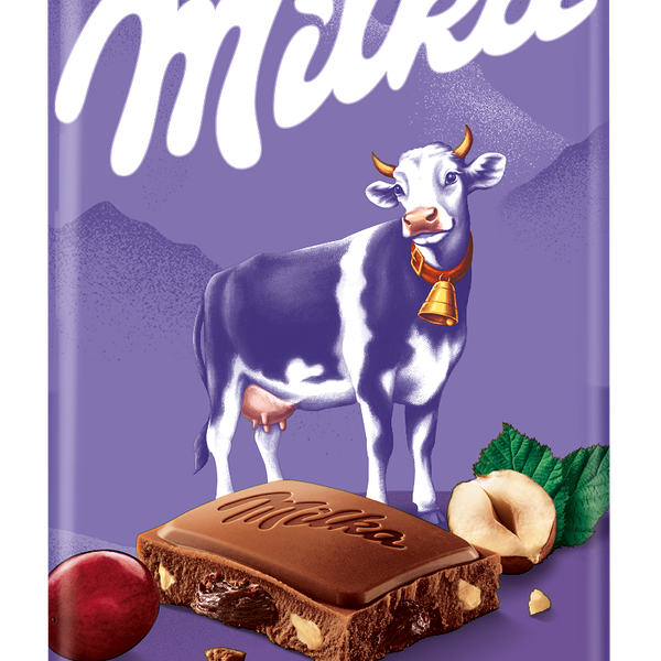 Шоколад молочный Milka с фундуком и изюмом, 85 г