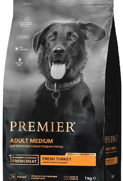 Сухой корм для собак Premier Dog Turkey Adult Medium Свежее мясо индейки 1кг