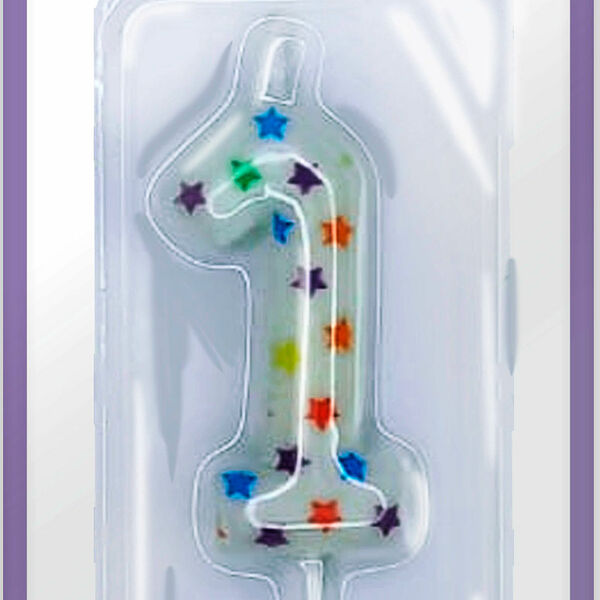 Свеча-цифра 1 Пакетико Happy Birthday