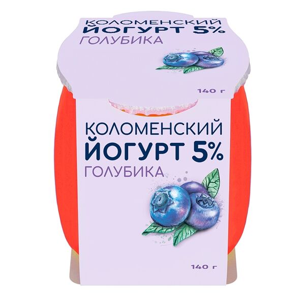Йогурт «Голубика» 5%, «Коломенский», 140 г, Россия, БЗМЖ
