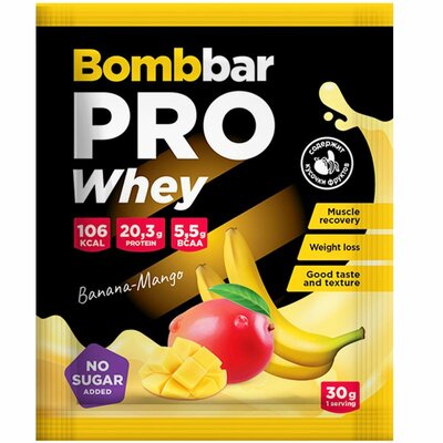 БомбБар (BombBar) Сывороточный протеин Про (Whey Protein Pro) порошок банан и манго 30 г