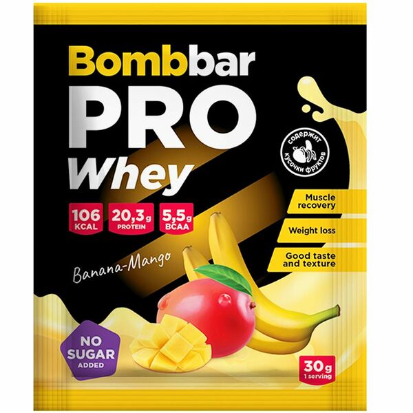 Коктейль протеиновый Bombbar банан-манго, 30г