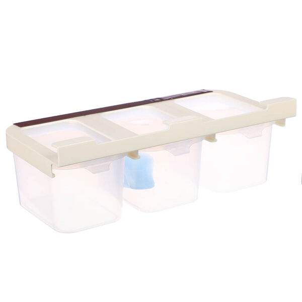 Набор контейнеров для сыпучих продуктов 1л, 3шт с держателем, пластик