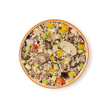 Рис тушеный с овощами и грибами