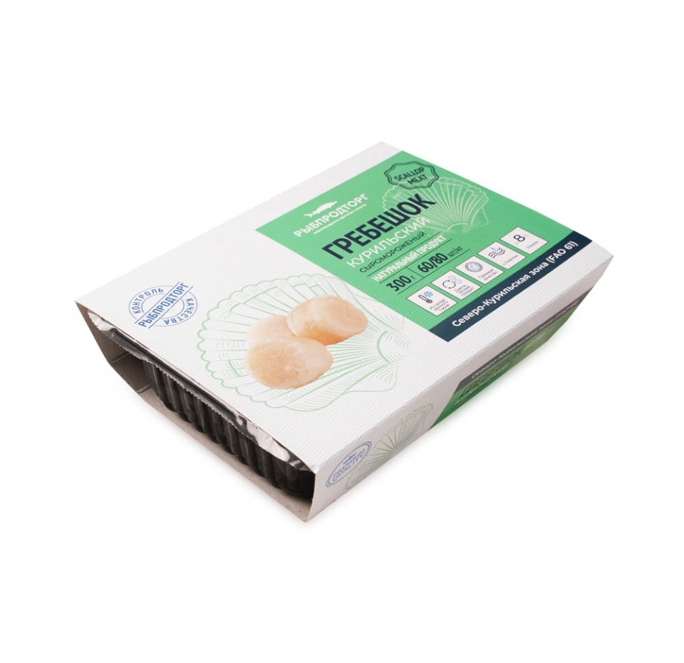 

Гребешок курильский Рыбпродторг сыромороженый 300 г, Россия